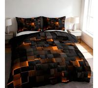 Genérico Seasonal Tech Feel Bedding Digital Print, Digital Printing Quilt Three-Piece Set, Full Size Light Geometric Comforter Sets, for Men Women Decor Comforter Modern Duvet Sets (Orange,Twin)