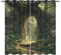 Genérico Secretos del Bosque Infantil Cortinas Opacas Aislantes 2 Paneles 140An x 175Al cm Verde Suave Poliéster Cortina con Ojales para Salon Dormitorio Oficina Hotel Decorativa