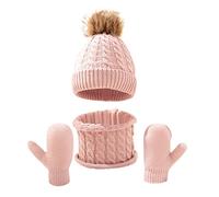 Genérico Seda Infantil Sombrero Bufanda Conjunto Polar Forro Cuello Mitones para Niños Niñas Satén Blanco, c, Talla única