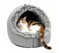 Genérico Self-Warming Covered Calming Cat Bed - Plush Hooded Puppy House Cave, Provides Private Security Nest, Supports Orthopedic Joint Relief, Features Non-Slip Bottom Base, Indoor Pet | For SMA