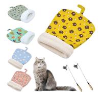 Genérico Self-Warming Pet Bed for Cats & Small Dogs - Cozy Handwoven Cave Bed with Thermal Material,Portable Sleeping Pad (Yellow, Trumpet)