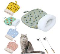 Genérico Self-Warming Pet Bed for Cats & Small Dogs - Cozy Handwoven Cave Bed with Thermal Material,Portable Sleeping Pad (Dark Green, Trumpet)