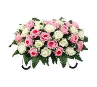Genérico Selle Florale Funéraire pour Tombes - Roses en soie décoration cimetière Composition mémorial | Ornement tombe Souvenir Pierre tombale Fleurs commémoratives fête Des mères et pères extérieur