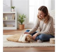 Genérico Semi-Enclosed Pet Sleeping Bag, Soft Cat Comfort Sack, Washable Bed with Plush Interior, Small Animal Nest, Pet Accessory with Warm Design, Indoor Outdoor Use for Living Room Balcony