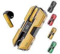 Genérico Semi-in-Ear Wireless Headphones - Mini Bluetooth Earbuds with Mecha Appearance Design, Stereo Gaming Headset, Long Battery Life for iOS & Android (Yellow)