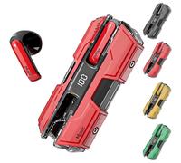 Genérico Semi-in-Ear Wireless Headphones - Mini Bluetooth Earbuds with Mecha Appearance Design, Stereo Gaming Headset, Long Battery Life for iOS & Android (Red)