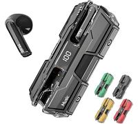 Genérico Semi-in-Ear Wireless Headset,Noise Cancelling Headphones for iOS & Android,Mini Waterproof Wireless Earbuds Bluetooth Headphones,Magnetic Snap-Together Design,Long Battery Life (Black)