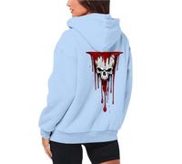 Genérico Señora Sudadera con Capucha de Halloween, Sudadera de Halloween, Hoodie con Capucha roja y Negra, Horror Print, Impresión 353D en la Calle, Pullover con Capucha de Anime