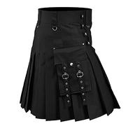 Genérico Sentido del diseño Tendencia de la Moda Vestido de escocés Falda Plisada Medieval Multicolor (Black, XXXL)