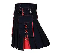 Genérico Sentido del diseño Tendencia de la Moda Vestido de escocés Falda Plisada Medieval Multicolor (Red, XXL)