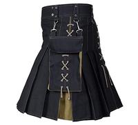 Genérico Sentido del diseño Tendencia de la Moda Vestido de escocés Falda Plisada Medieval Multicolor (Khaki, XXXXL)