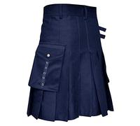 Genérico Sentido del diseño Tendencia de la Moda Vestido de escocés Falda Plisada Medieval Multicolor (Navy, XL)