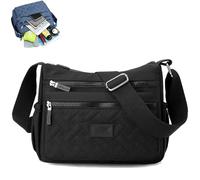 Genérico Separately Classic Luxury Crossbody Bag, Women’s Multi-Pocket Large Capacity Nylon Shoulder Adjustable Shoulder Strap (Black)