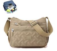 Genérico Separately Classic Luxury Crossbody Bag, Women’s Multi-Pocket Large Capacity Nylon Shoulder Adjustable Shoulder Strap (Khaki)
