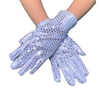 Genérico Sequin Gloves - Sparkly Silver Sequin Costume Gloves For Women And Men, Shiny Style Stage Performance Dance Glove For Party Cosplay Birthday