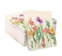 Genérico Servilletas De Papel Con Flores - 20 Hojas De Servilletas De Papel Decorativas, Duraderas, Aptas Para Alimentos | Fiesta, Boda, Shower, Cumpleaños, Serviletas De Mesa De Panadería Para