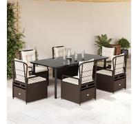Genérico Set Comedor de jardín 7 pzas con Cojines ratán sintético marrón,Mobiliario,Muebles de jardín,Conjuntos de jardín,Marrón,99.5 KG,3262983