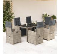 Genérico Set Comedor jardín 7 pzas y Cojines ratán sintético Gris,Conjuntos de jardín-3212465