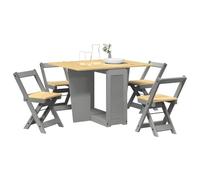 Genérico Set Comedor Plegable Mariposa 5 pzas Corona Madera Pino Gris,Conjuntos de Muebles para cocinas y comedores-3295718
