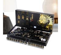Genérico Set Da Viaggio per Mahjong - 5,12x1,1 pollici Tessere Portatili,con 2 e 4 Portatessere,per Giocatori Principianti Viaggio Feste E Celebrazioni