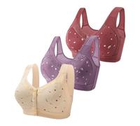 Genérico Set de 3 Sujetadores Mujer Sujetador Algodón Cómodo Brasier Interior Diaria Sujetador Básico con Cierre Delantero Ropa de Dormir Bras