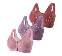 Genérico Set de 3 Sujetadores Mujer Sujetador Algodón Cómodo Brasier Interior Diaria Sujetador Básico con Cierre Delantero Ropa de Dormir Bras