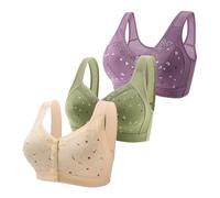 Genérico Set de 3 Sujetadores Mujer Sujetador Algodón Cómodo Brasier Interior Diaria Sujetador Básico con Cierre Delantero Ropa de Dormir Bras