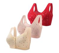 Genérico Set de 3 Sujetadores Mujer Sujetador Algodón Cómodo Brasier Interior Diaria Sujetador Básico con Cierre Delantero Ropa de Dormir Bras