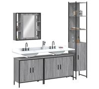 Genérico Set de Armario de baño 4 pzas Madera contrachapada Gris Sonoma,Conjuntos de Muebles,Muebles de baño-3214753