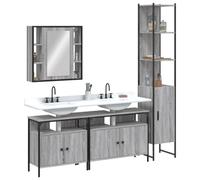 Genérico Set de Armario de baño 4 pzas Madera contrachapada Gris Sonoma,Mobiliario,Conjuntos de Muebles,Muebles de baño-3214748