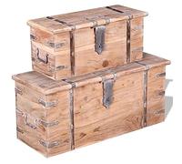 Genérico Set de baúl de Almacenamiento de Madera de Acacia 2 Unidades,Mobiliario,Armarios y Almacenamiento,Baúles de almacenamiento-244054