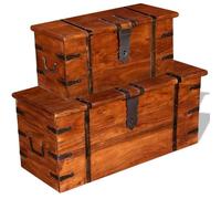 Genérico Set de baúles de Almacenamiento de Madera Maciza 2 Piezas,Mobiliario,Armarios y Almacenamiento,Baúles de almacenamiento-244050