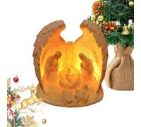 Genérico Set De Belén | 9x12cm Impreso 3D Iluminado Decoración Navidad Y Escena Sagrada Familia con Estatua Jesús | para Hogar, Oficina, Sala, Dormitorio, Estudio, Estante