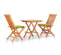 Genérico Set de bistró 3 pzs Cojines Verde Brillante Madera Maciza Teca,Mobiliario,Muebles de jardín,Conjuntos de jardín-3063236