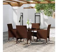 Genérico Set de bistró de jardín 5 pzas ratán PE Vidrio Templado marrón,Mobiliario,Muebles de jardín,Conjuntos de jardín-3095906