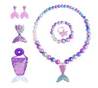 Genérico Set de collar de, collar de pequeñas s - 7x Pendientes de pulsera de de princesa de conjunto - Fetend Play Accesorios de disfraces, decoraciones de fiesta para ropa diaria