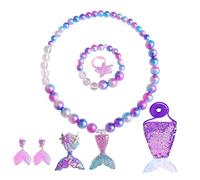 Genérico Set de collar Little Mermaid, juego de joyas de,7x Pendientes de pulsera de princesa de conjunto | Fetend Play Accesorios de disfraces, decoraciones de fiesta para ropa diaria