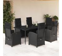 Genérico Set de Comedor de jardín 7 pzas y Cojines ratán sintético Negro,Conjuntos de jardín-3212533