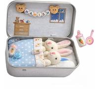 Genérico Set de Conejitos de Pascua en Peluche con Caja de Lata, Mamá y Bebé Conejo Suave, Muñecos para Niños, Regalo Mini Tierno (Azul)