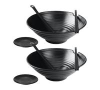 Genérico Set De Cuencos Para Fideos - Vajilla Grande En Color Negro Mate - Cuencos De Sopa Profundos De Melamina Mate - Para Wonton, Dumplings, Pho, Ensalada, Hogar, Restaurante Y Cocina