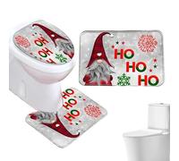 Genérico Set de Decoración Navideña para Baño - Funda Asiento Inodoro Alfombrilla Baño | Escena Decorativa Antideslizante para Casa Dormitorio Apartamento Hotel Casa Alquilada