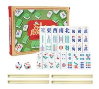 Genérico Set De Fichas Mahjong | Juego Familiar Portátil Tradicional Mah Jongg - Set Completo Mahjong | para Mujeres Hombres Principiantes Familia Reunión Aire Libre Camping Piscina Golf