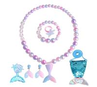 Genérico Set de joyería de, joyería de pequeñas s - 7x Pendientes de collar de brazalete de princesa Mermaid Juego de pendientes | Accesorios de cosplay, accesorios de disfraces para ropa diaria