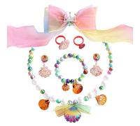 Genérico Set de joyería de, joyería de pequeñas s | 7x Pendientes de collar de princesa Mermaid Set,Accesorios de cosplay, decoraciones de fiesta de vestir para niños