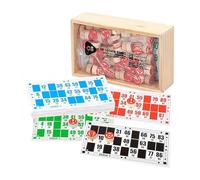 Genérico Set De Juegos De Lotería Y Bingo De Madera Clásico, Fichas y Caja de Madera, Juego Familiar para Reuniones y Fiestas
