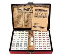 Genérico Set de Mahjong Chino Numerado con 144 Fichas Mah-Jong Portátil Caja Juguete para Adultos Tablero Grandes Estuche Incluido Transporte Conveniente