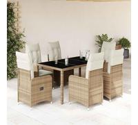Genérico Set de Mesa y sillas de jardín 7 pzas y Cojines ratán PE Beige,Mobiliario,Muebles de jardín,Conjuntos de jardín-3277099