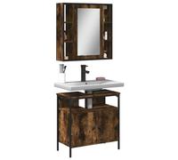 Genérico Set de Muebles baño 2 pzas Madera contrachapada Roble Ahumado,Mobiliario,Conjuntos de Muebles,Muebles de baño-3214717