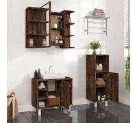 Genérico Set de Muebles baño 3 pzas Madera contrachapada Roble Ahumado,jiangboyue-3187609
