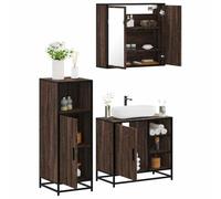 Genérico Set de Muebles baño 3 pzas Madera contrachapada Roble marrón,Mobiliario,Conjuntos de Muebles,Muebles de baño-3300969